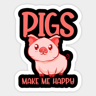 Adorable Pigs Make Me Happy Cute Piglet Pig Girl Sticker